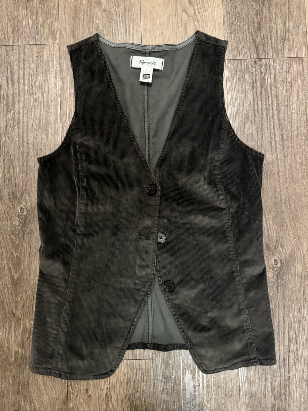 Madewell Olive Green Corduroy Vest - Size 0